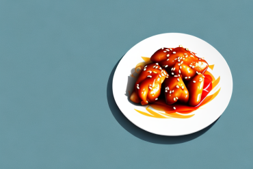 A plate of sweet and sour chicken with steam rising from it