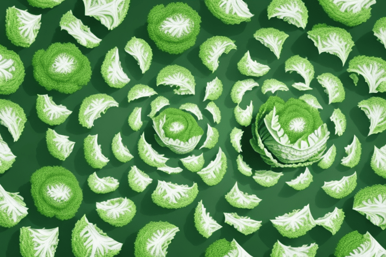 A cabbage-like vegetable with a green leafy top and white stem