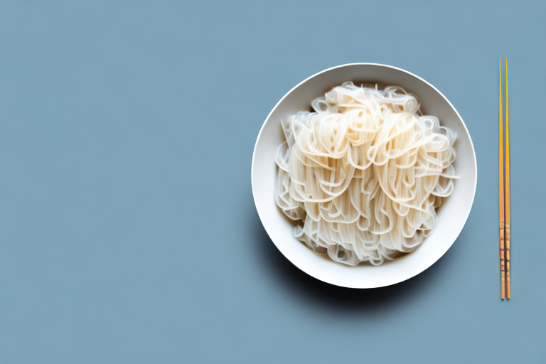 A bowl of steaming rice noodles