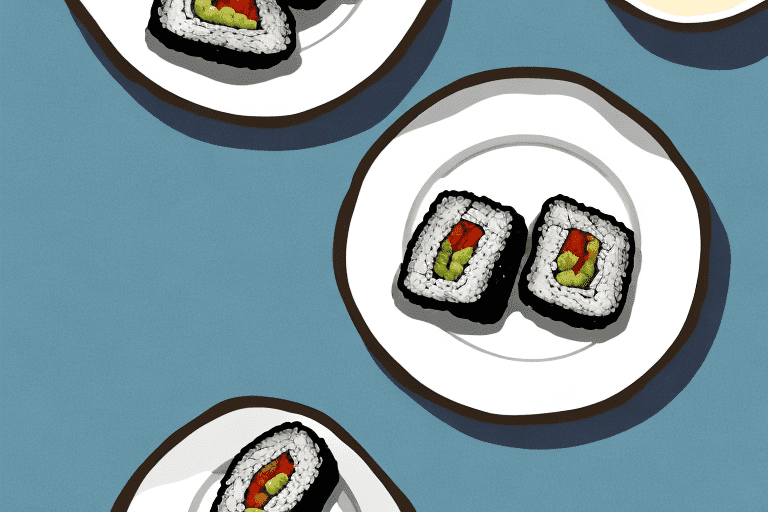 A plate of musubi being reheated in a microwave