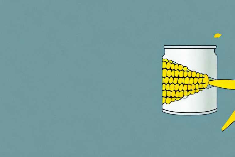 A can of corn with a spoon sticking out of it