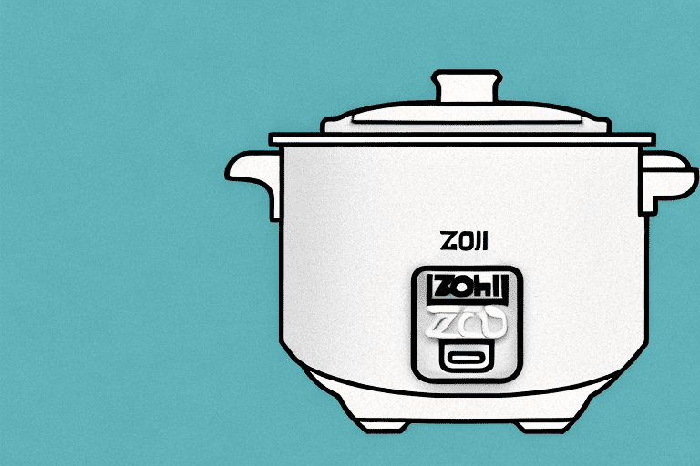A zojirushi rice cooker with a bowl of cooked rice beside it