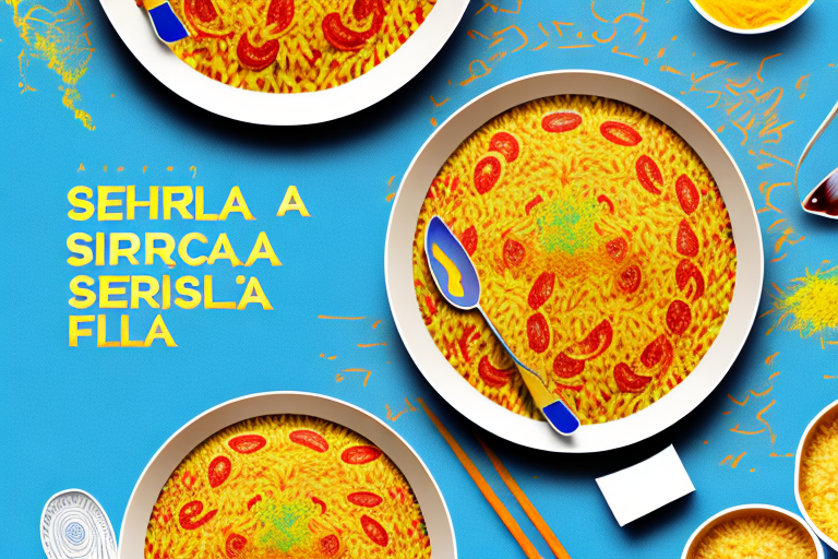 A bowl of paella rice with saffron sprinkled on top