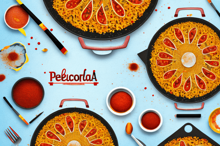A paella dish with a sprinkle of smoked paprika on top