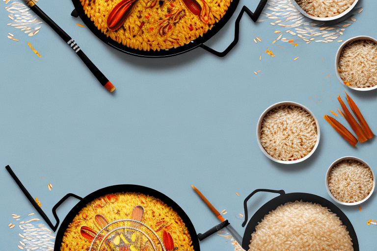A pan of paella rice with no vegetables