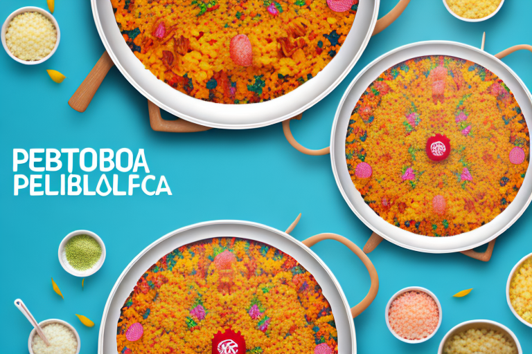 A bowl of colorful paella made with cauliflower rice