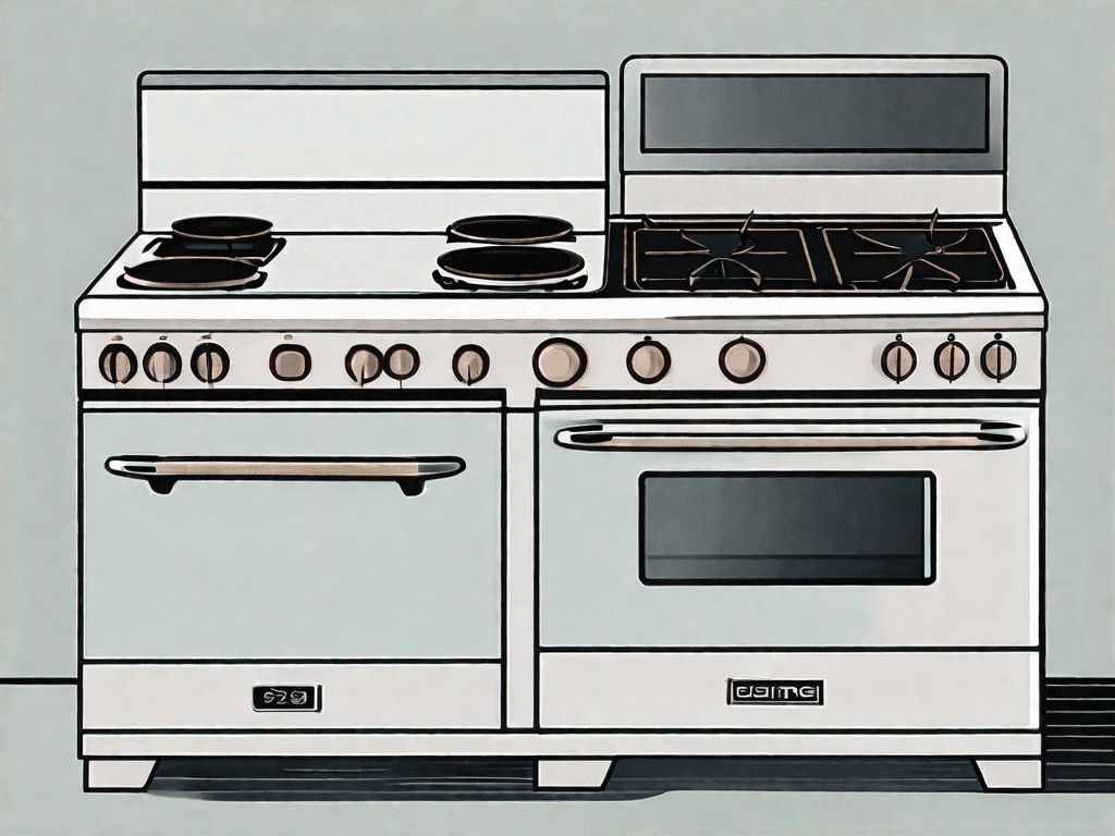 An induction stove and a gas range side by side